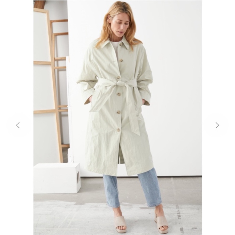 & Other Stories Neutral Beige Lightweight Trench Coat - Picture 8 of 13